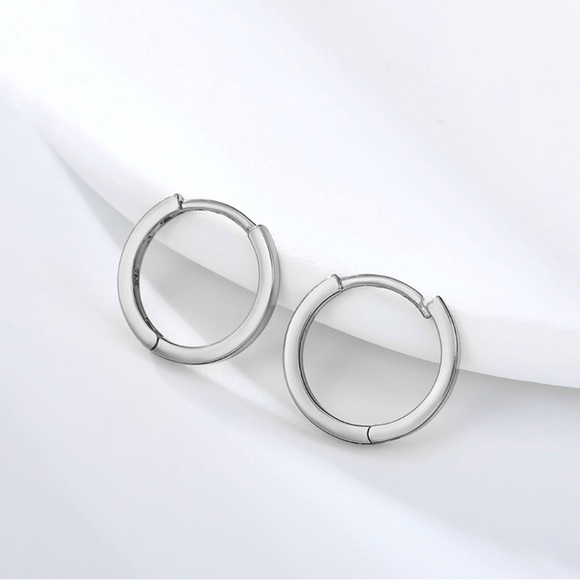 Silver Hoops Set | 4 Pairs | Platinum Plated Hoop Earrings - Picture 6 of 10